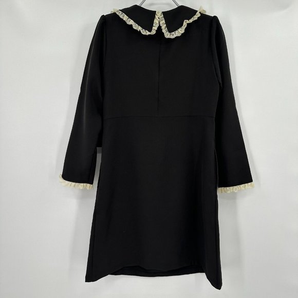 Tuckernuck Black Saxby Dress sz XS NWT Lace Trim Pilgrim Collar Mini Length - Picture 7 of 8